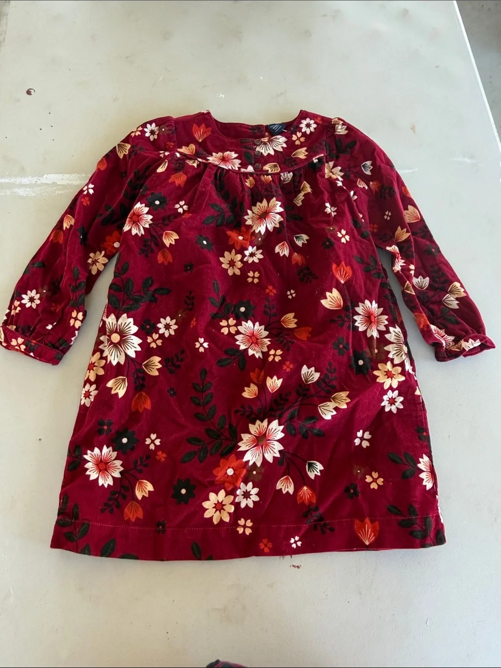 NWT BabyGAP Girls' Burgundy Floral Long-Sleeve Dress